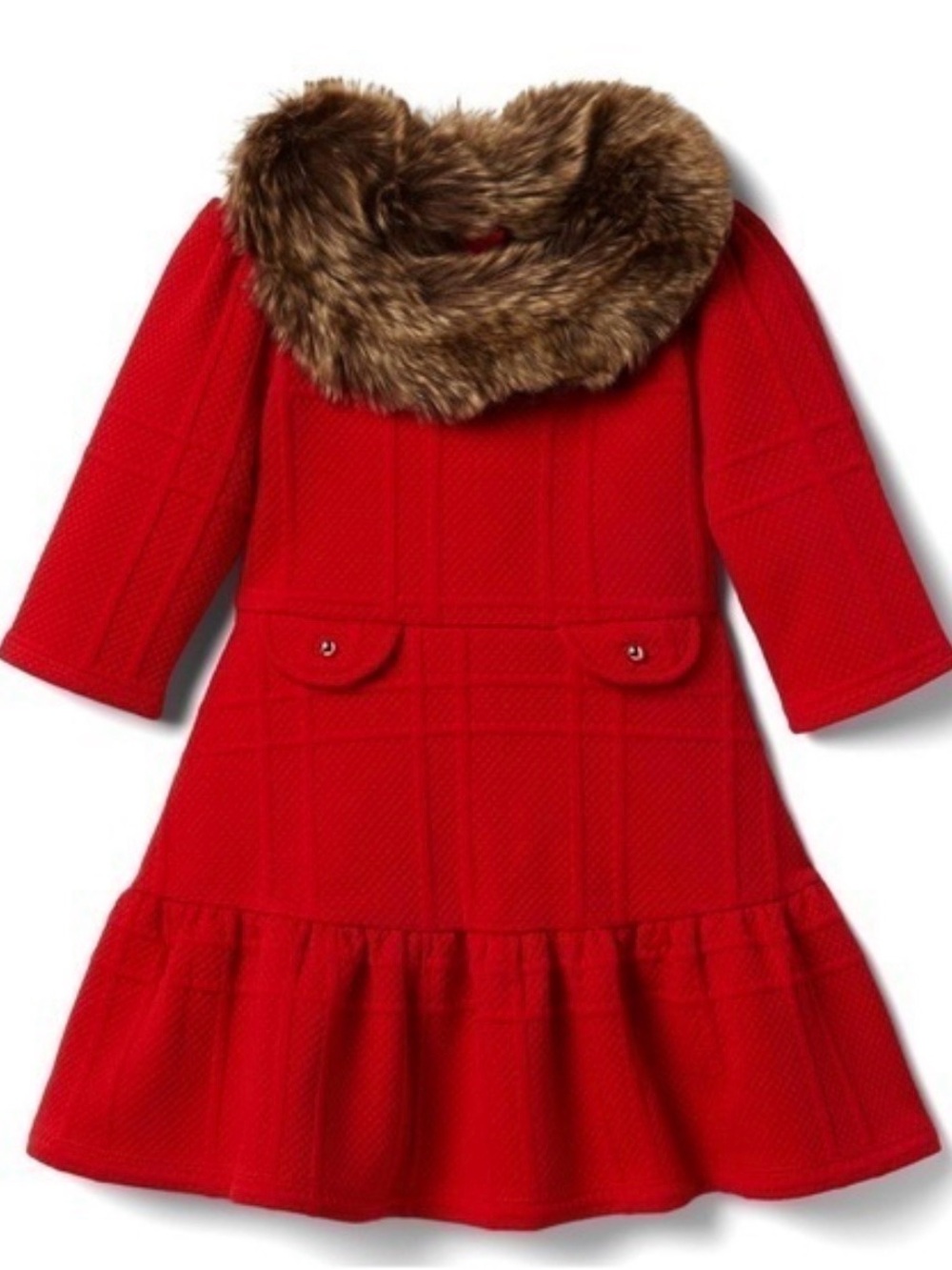 Janie and Jack Faux Fur collar Jacquard dress